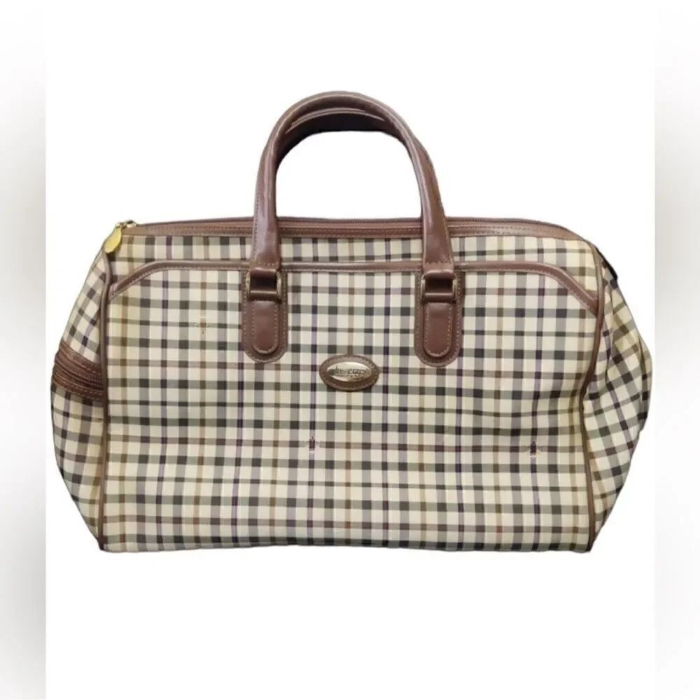 Lasserre Paris Unisex Vintage Checkered Boston Bag